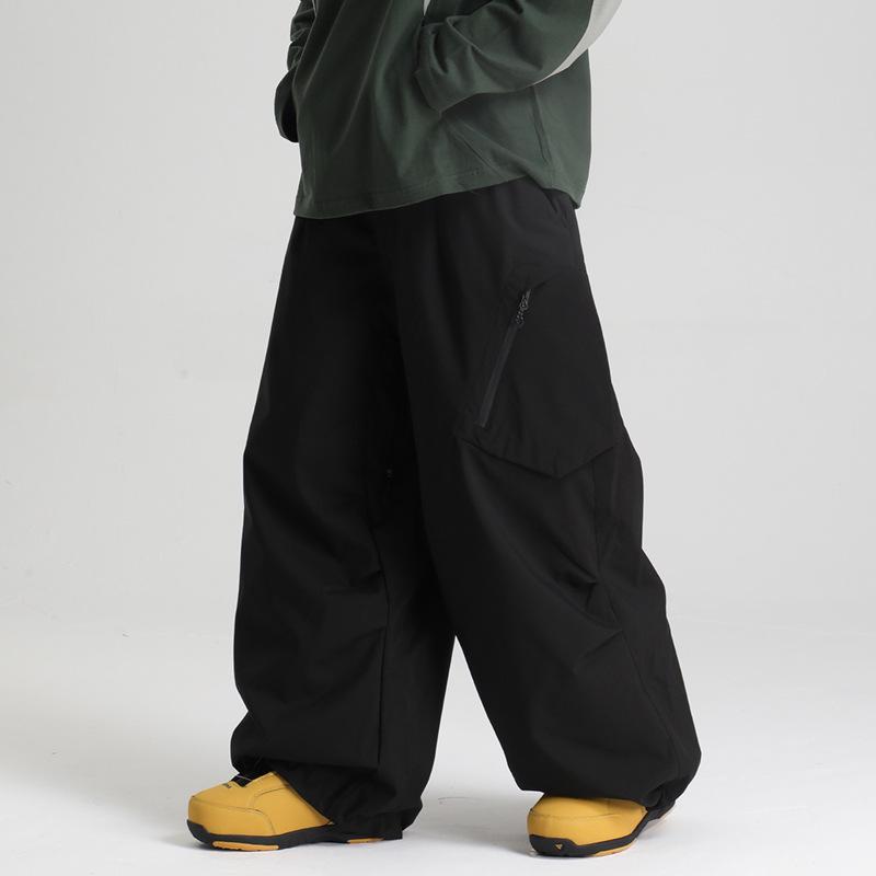 New Unisex Windproof Waterproof Ski Pants - Warm, Solid Color, Loose Fit for Outdoor Snowboarding
