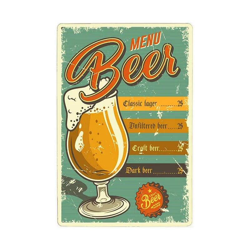 Винтажная металлическая пластина для пива, картина, настенный декор, металлический знак для бара, паба, ретро-плакат, доска 20x30 см