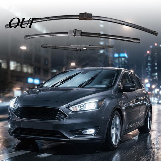 Easy Install Wiper Blades 3Pcs/Set Car Kit for Ford Focus 2005-2011, 26/17/14-inch Front Weather Resistant Rear Kit, Auto Replacement Windshield Beam