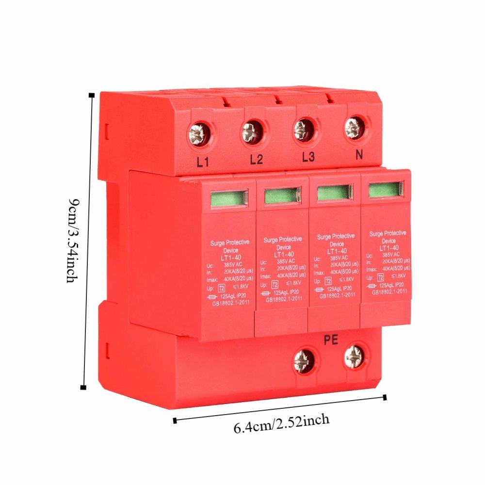 Durable 4P Low Voltage Arrester 40KA 385V Power Transient Protector Protective Device Household Appliances