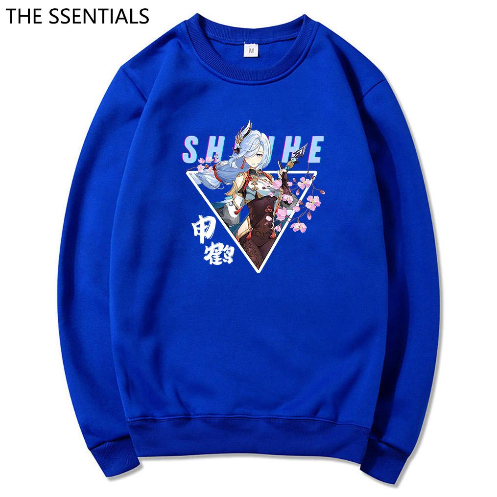 Shenhe Толстовка унисекс Harajuku Графический Kawaii Genshin Impact Толстовки унисекс Зимний эстетический пуловер Толстовки Genshin Толстовка Топы