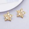 Серьги-пусеты в корейском стиле, ретро, женские, из цинкового сплава и искусственного жемчуга, в форме звезды