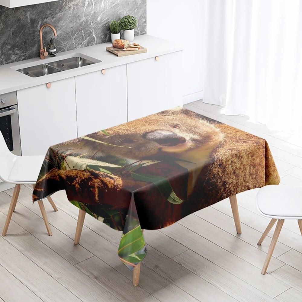 Скатерть с изображением коалы, милое животное, анти-пятно, водонепроницаемая, прямоугольная, для кухонного стола, украшение для дома