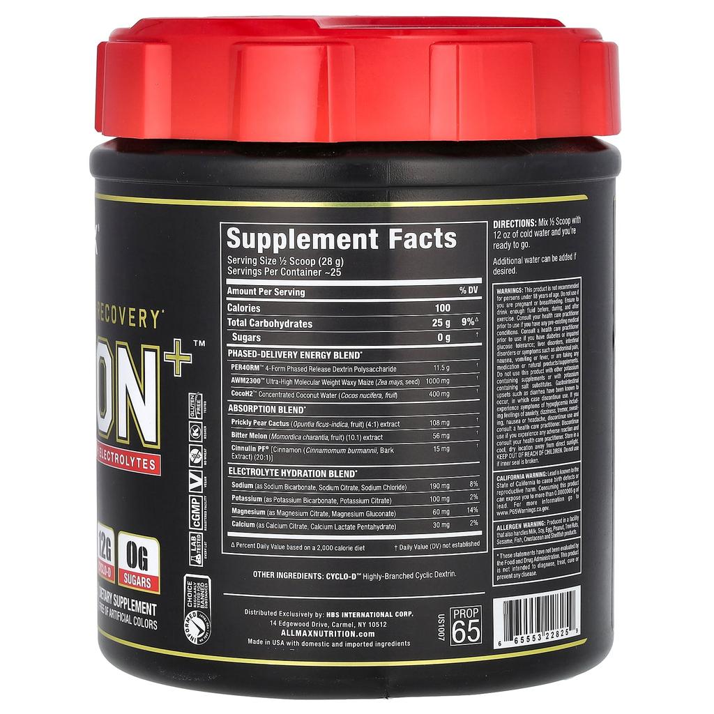 ALLMAX, CARBion+, с электролитами, без вкуса, 24,7 унции (700 г)