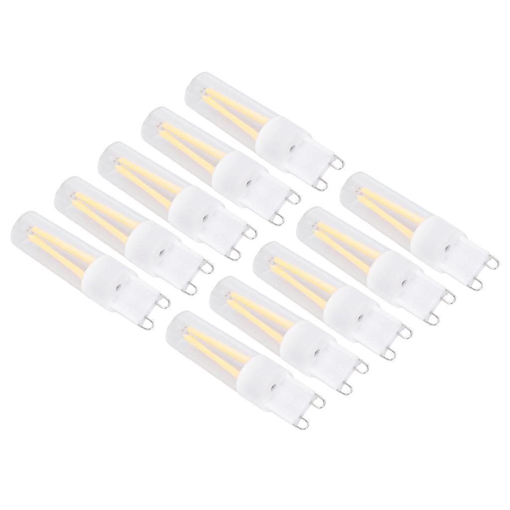 10 шт. светодиодных ламп G9, теплый свет, длинная нить накаливания, 500 лм, без мерцания, керамическая лампа накаливания для