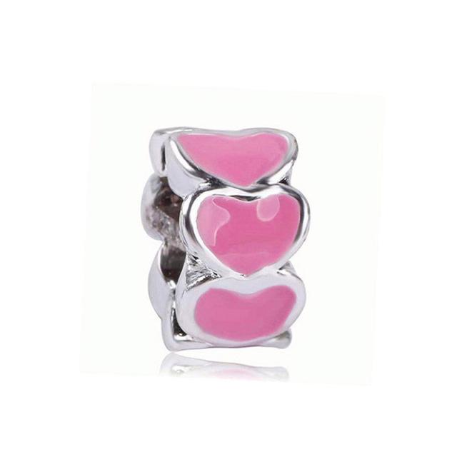 Fashion Pink Hope Charm Beads Suitable For Bracelets And Necklaces Romantic Heart Shape Women Jewelry