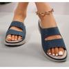 Fashion Summer Thick Bottom Slippers Women's Open Toe Solid Colour Casual Shoes Retro Round Head Non-slip Wedges Sandals