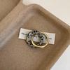 Пятнистый камень, двухслойное металлическое кольцо в шахматном порядке: Ретро-легкая роскошь, мода, элегантность и универсальность.