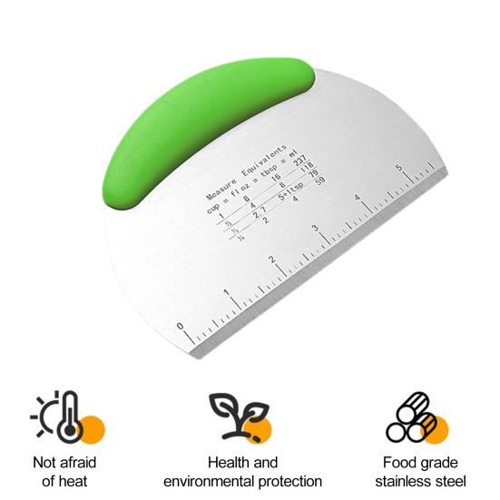 Резак для теста, настольный скребок из нержавеющей стали, конструкция с двойной шкалой, нескользящая ручка, инструмент для резки теста для дома