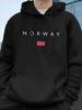 Men's Norwegian Flag Printed Hooded Sweatshirt Suitable for Wearing in Autumn Winter. A Warm Cozy Fleece Pullover for The Season