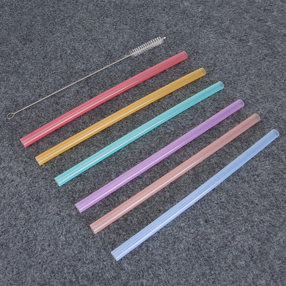 6pcs Portable Reusable Environmentally Friendly Silicone Drinking Straw with Cleaning Brush Set
