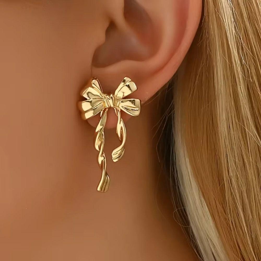 Elegant Design Bowknot Stud Earrings Chic Design Statement Earrings  Versatile Use