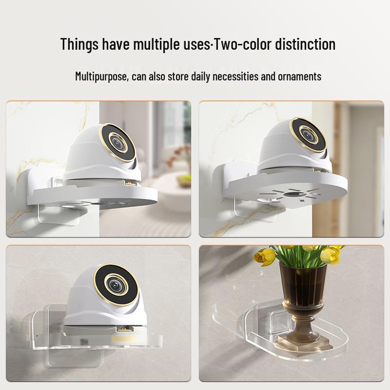 Transparent No-Drill Wall-Mounted Camera Bracket with Strong Adhesive Storage