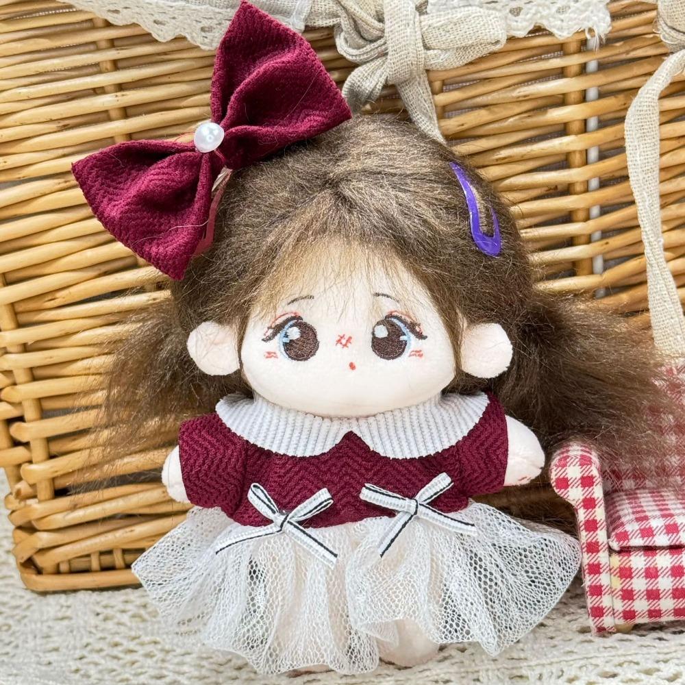 Handmade 10cm Doll Clothes Dress Headband Plush Dolls Outfit Toys Baby Doll's Accessories Cos Suit