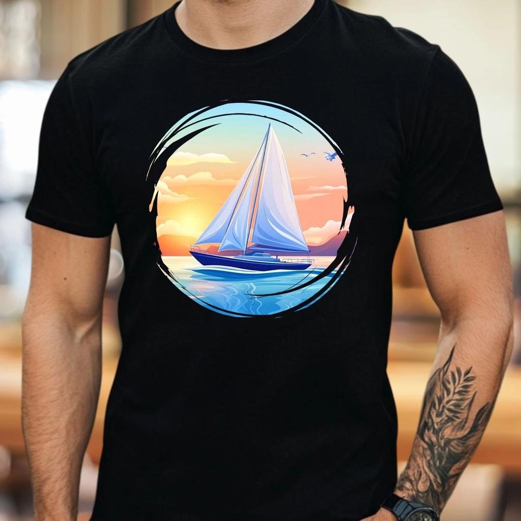 T-Shirt Herren Segelboot Motiv Baumwolle Größe S bis 5XL