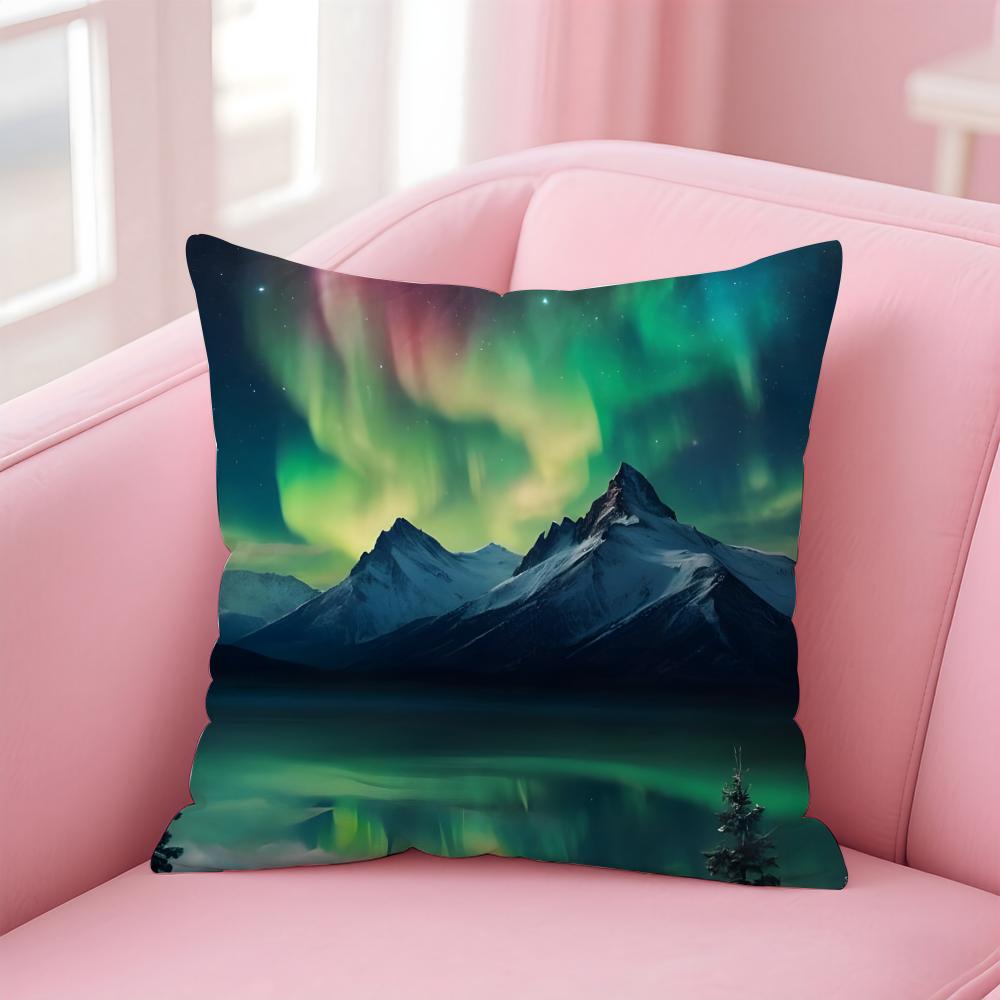 Dreamy And Beautiful Arctic Aurora Cushion Cover Pillow Case Soft Skin Friendly Fabric Concealed Zipper