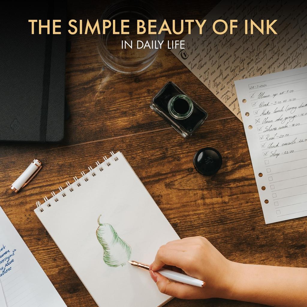 Чернила для перьевой ручки Wordsworth Black, флакон для перьевой ручки класса люкс, классический дизайн, плавный поток и (50 мл) Издание, [Зеленые] Чернила, Бутылка,