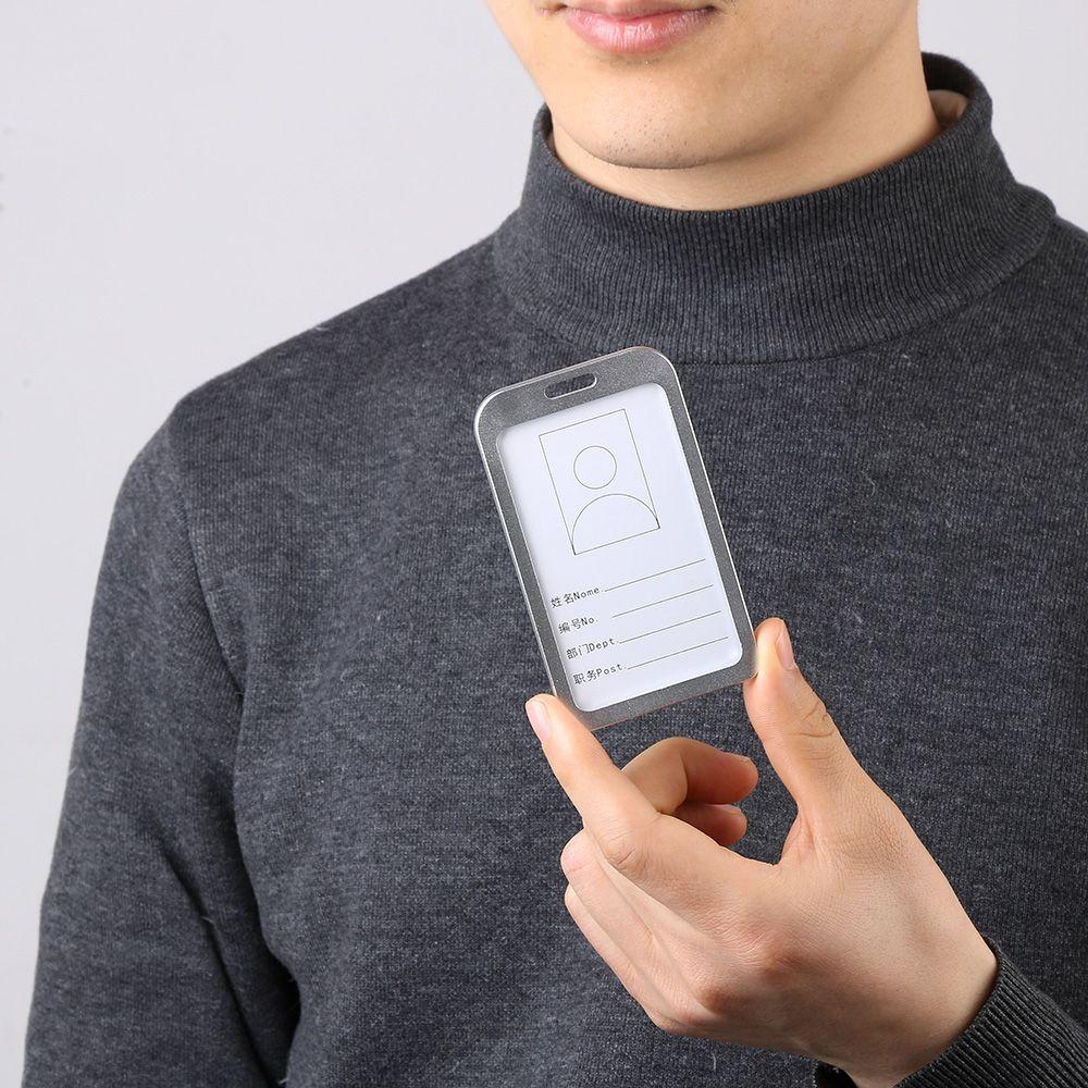 Tag Office School Vertical Work Card Holders ID Business Case Aluminum Alloy Name Card