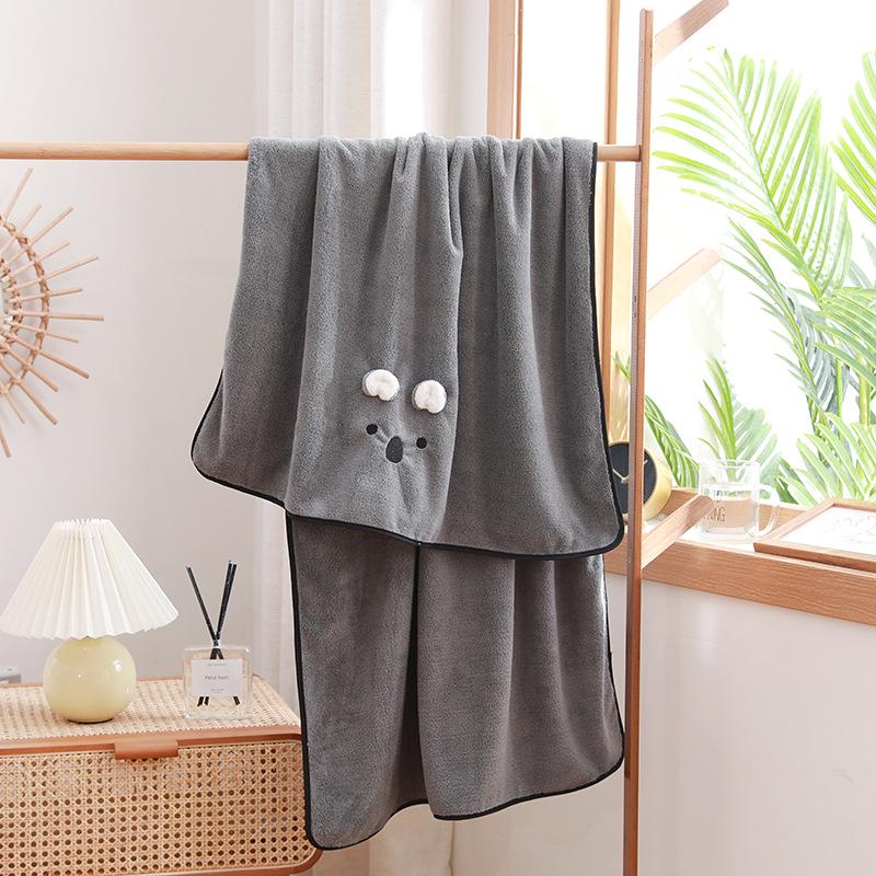 Быстросохнущее полотенце для купания с милым мультяшным принтом для младенцев - мягкое, впитывающее, толстое, коралловый флис