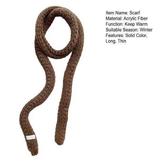 Женский вязаный шарф однотонный тонкий длинный шарф теплый мягкий на ощупь шарф уличный домашний зимний аксессуар