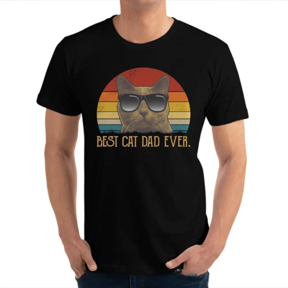 Мужская футболка Харадзюку с графикой Лучший папа-кот на свете Папа Ретро Футболка Любитель Отец Камиса Смешной День рождения
