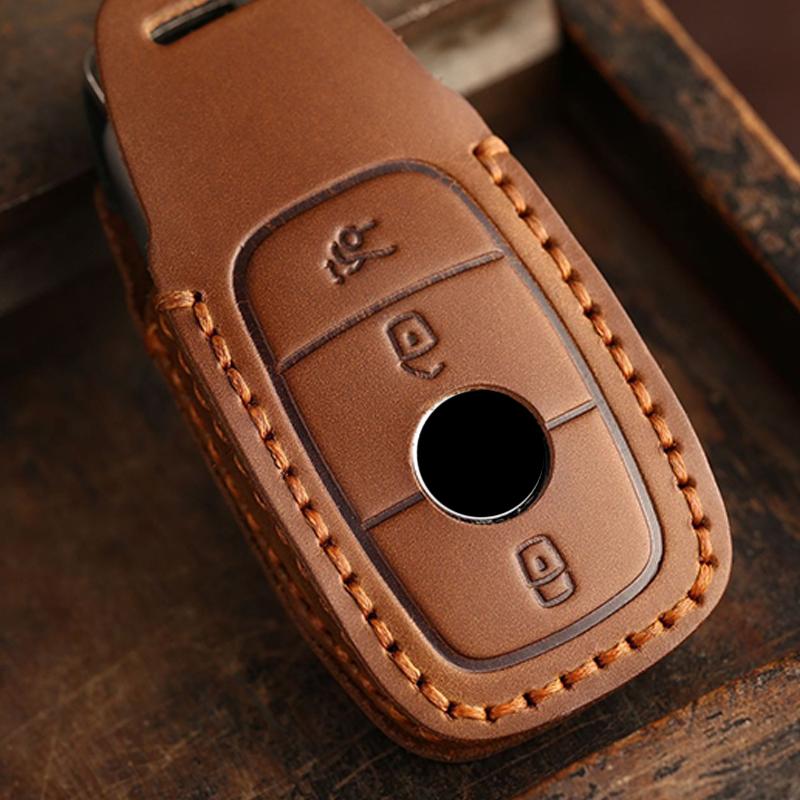 Leather Car Key Case For Mercedes Benz A C E S GLC GLE GLS CLA Class W205 W213 W177 X167 W222 G63 AMG Maybach Cover Shell