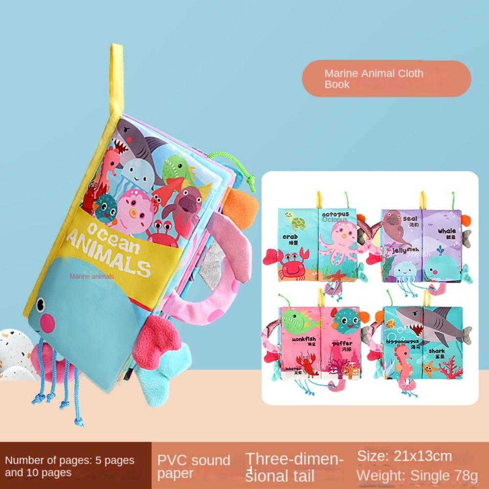 Animals Tail Kids Cloth Book Sound Paper Baby Early Learning Toy Learning Cognize