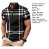 Мужская летняя рубашка на молнии с лацканами в клетку в полоску с принтом Slim Fit пуловер с короткими рукавами средней длины мягкий дышащий мужской деловой топ