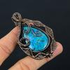 Neon Apatite Gemstone Copper Wire Wrap Handmade Pendant Jewelry Gift For Woman