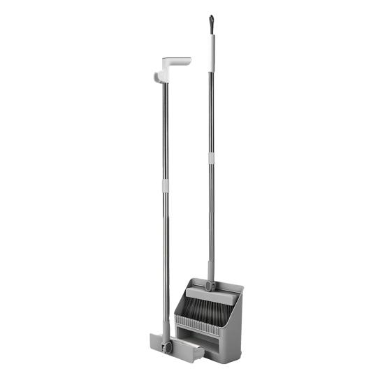 3-in-1 Broom Dustpan Set with Built-in Comb Teeth Long Handle Adjustable Extension Poles Retractable Floor