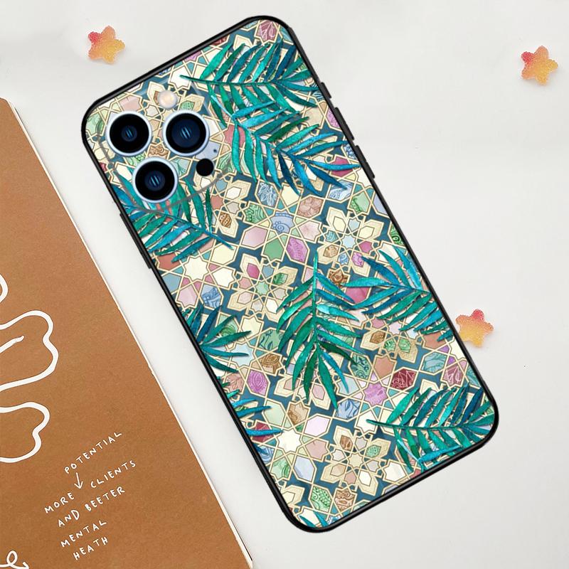 Чехол с приглушенной марокканской мозаикой для iPhone 15 16 14 13 12 11 Pro Max Plus X XR XS 12 13 Mini Аксессуары