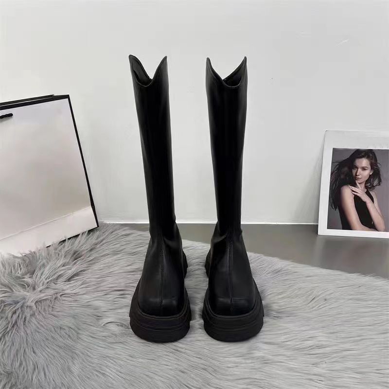 Long Boots Women's Thick-soled Thick Heels 2025 New Autumn and Winter Tall Knight Boots But Knee Thick Legs Big Tube Circumference Long Boots