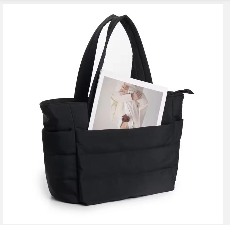 Женская сумка-тоут с пузырьками, стеганая, из хлопка с мягкой подкладкой, женская пухлая сумка через плечо, сумка-шоппер, однотонная сумка с ручками, универсальные повседневные сумки