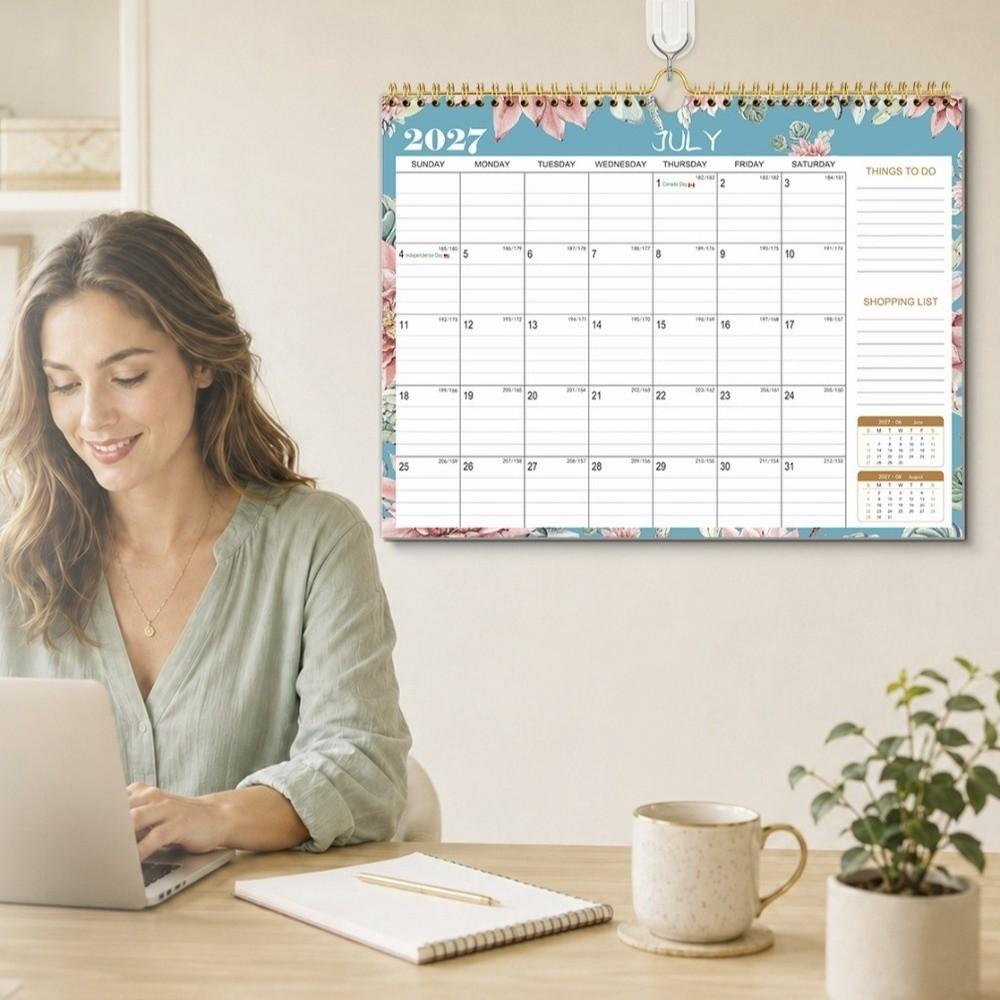 Monthly Layout Coil Calendar Thick Paper Monthly Planner Calendar Creative Hanging Calendar Office