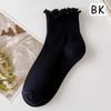 Хлопковые носки до щиколотки с оборками, женские летние милые кавайные корейские носки для девочек, весенние, черные, белые, средней трубки, японские носки