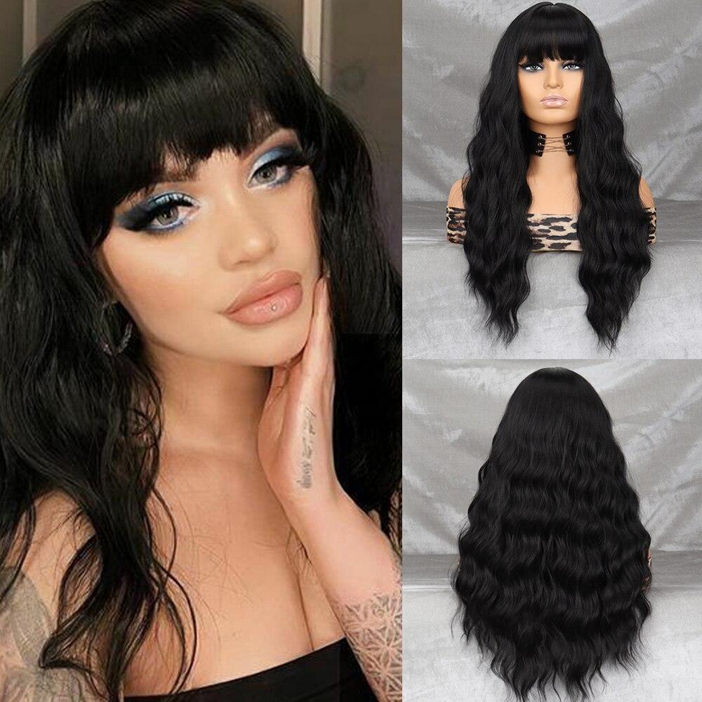 XINRAN Парик с длинными волнами, коричневый, средняя часть, черный, женский парик из синтетического высокотемпературного волокна, подходит для повседневного ношения, парики для косплея