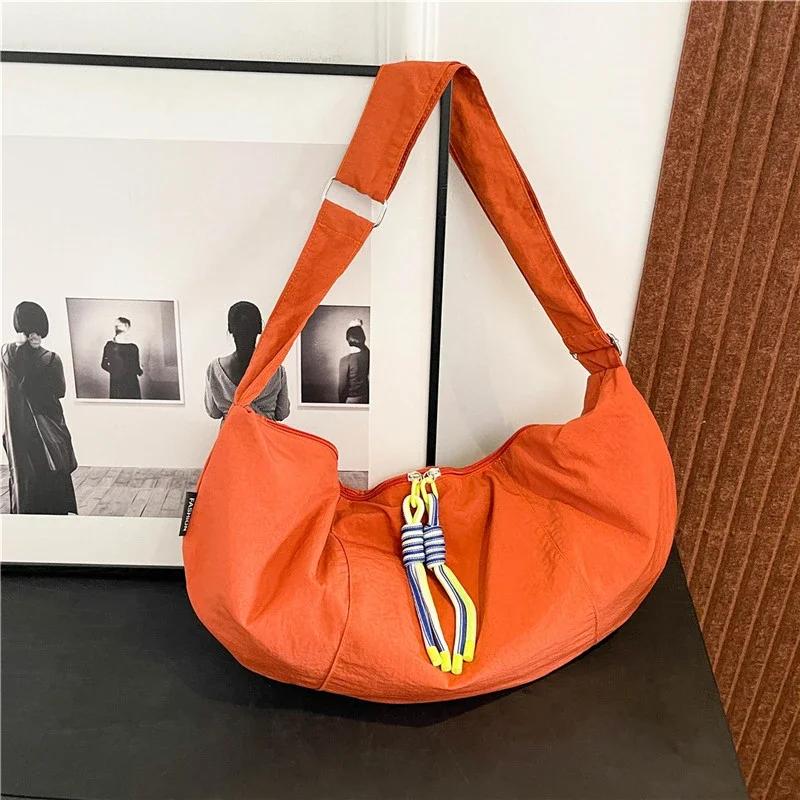 Простая и элегантная однотонная нейлоновая сумка через плечо, новая сумка через плечо с мягкой молнией, многофункциональная сумка для поездок на работу