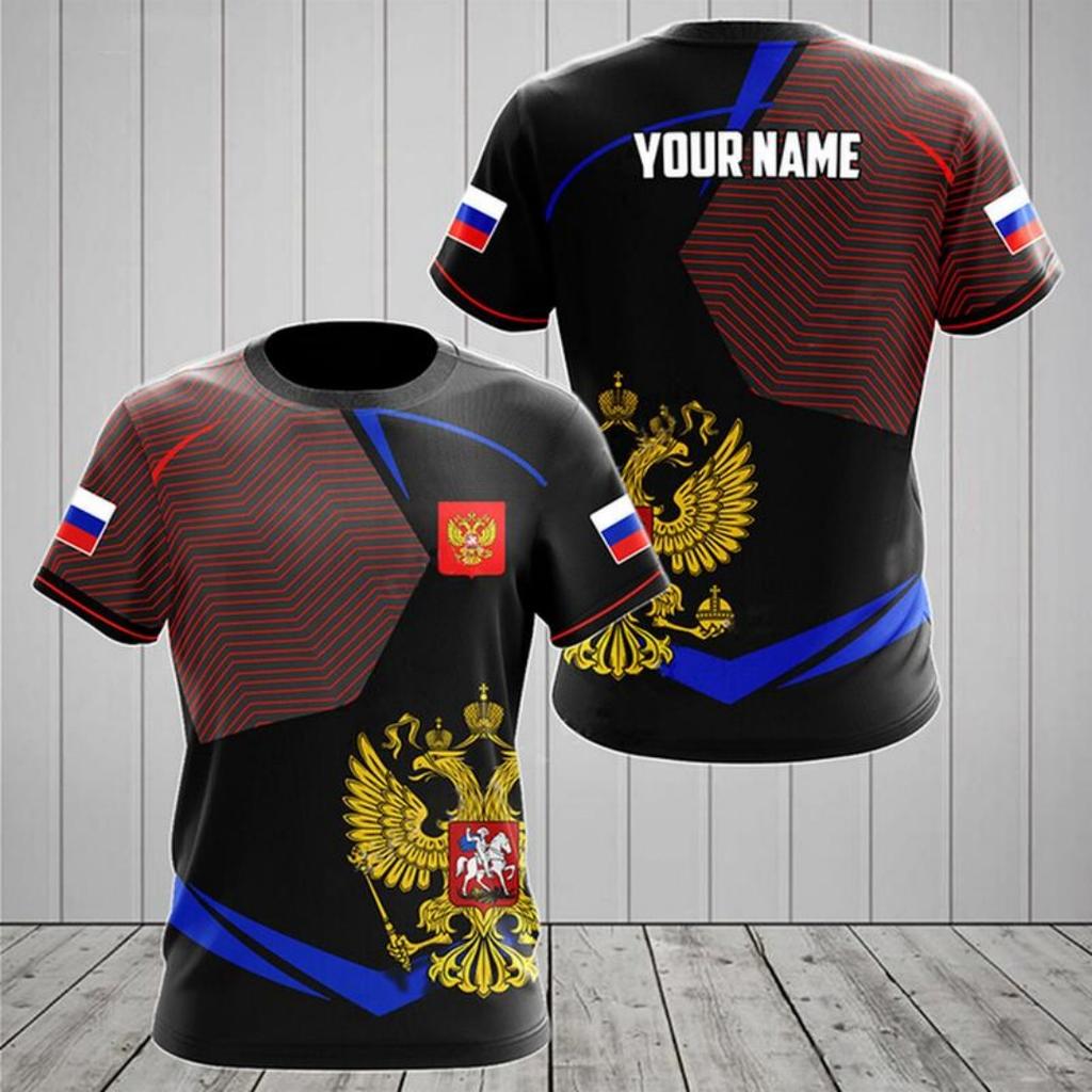 Russian Flag Printing Men's New Short-sleeved O-neck Shirt Men's T-shirt Sports Cool Oversized Clothing