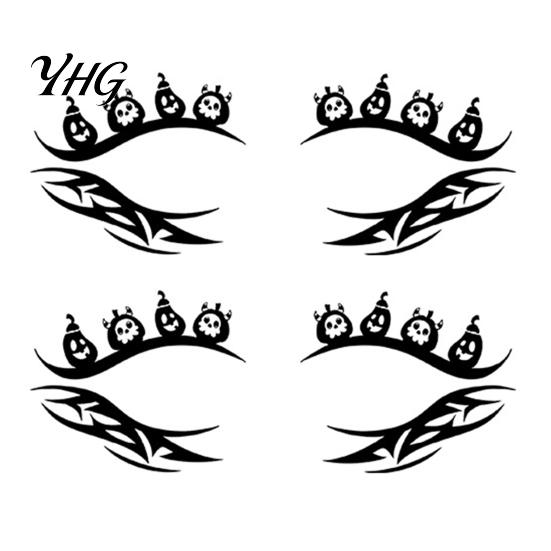 Waterproof Cosplay Makeup Transfers 2 Pairs Halloween Eye Tattoo Stickers, Temporary Face Decals with Quick Art for Novices Pumpkin Bat Spider