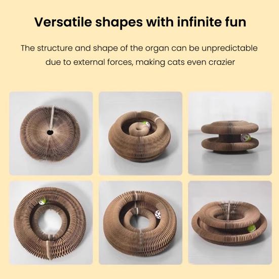 Когтеточка-гармошка для кошек, сменная интерактивная когтеточка с мячиком с колокольчиком