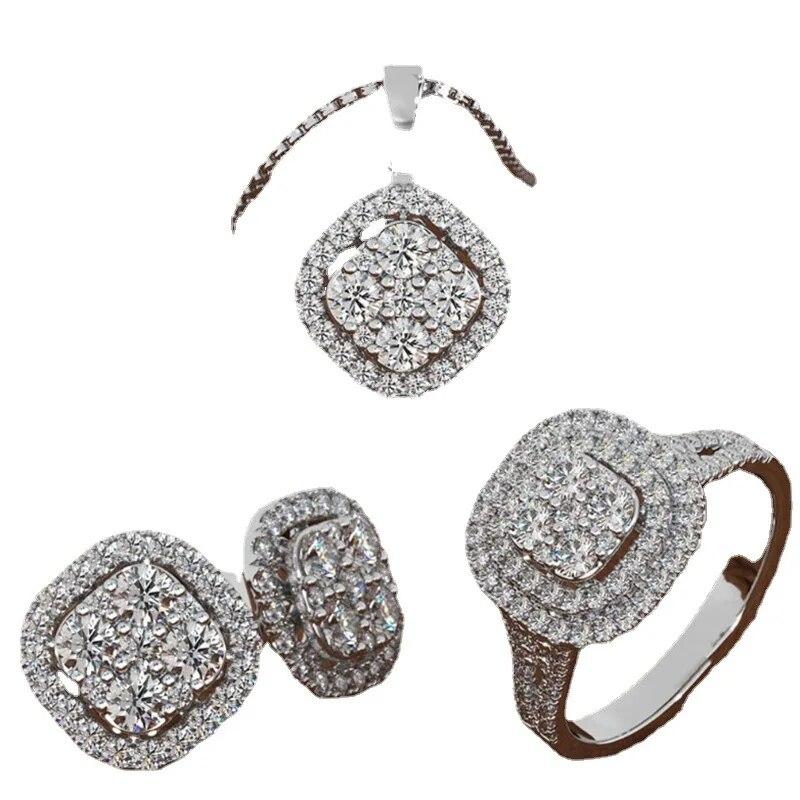 Европейский и американский трансграничный новый стиль Восемь сердец и восемь стрел Помолвочное кольцо Серьги Ожерелье Набор из трех предметов Свад