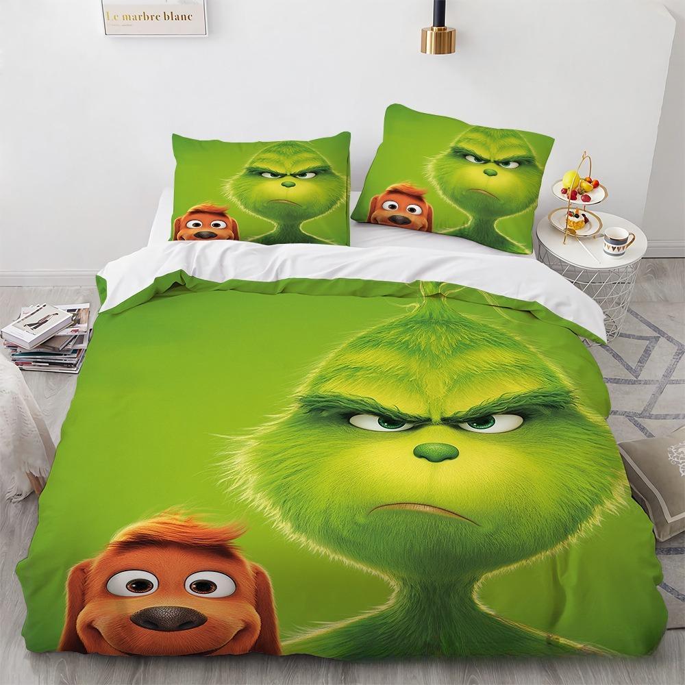 Green Monster G-Grinch Bedding Sets Exquisite Bed Supplies Set G-Grinch Duvet Cover Bed Comforter Set Bedding Set Birthday Gift