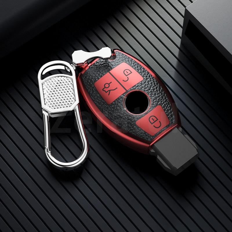 Чехол-брелок из ТПУ и кожи для автоключей Mercedes Benz A C E S G Class Gla Cla Glk Glc Cls W204 W463 W176 W251 W205 Amg