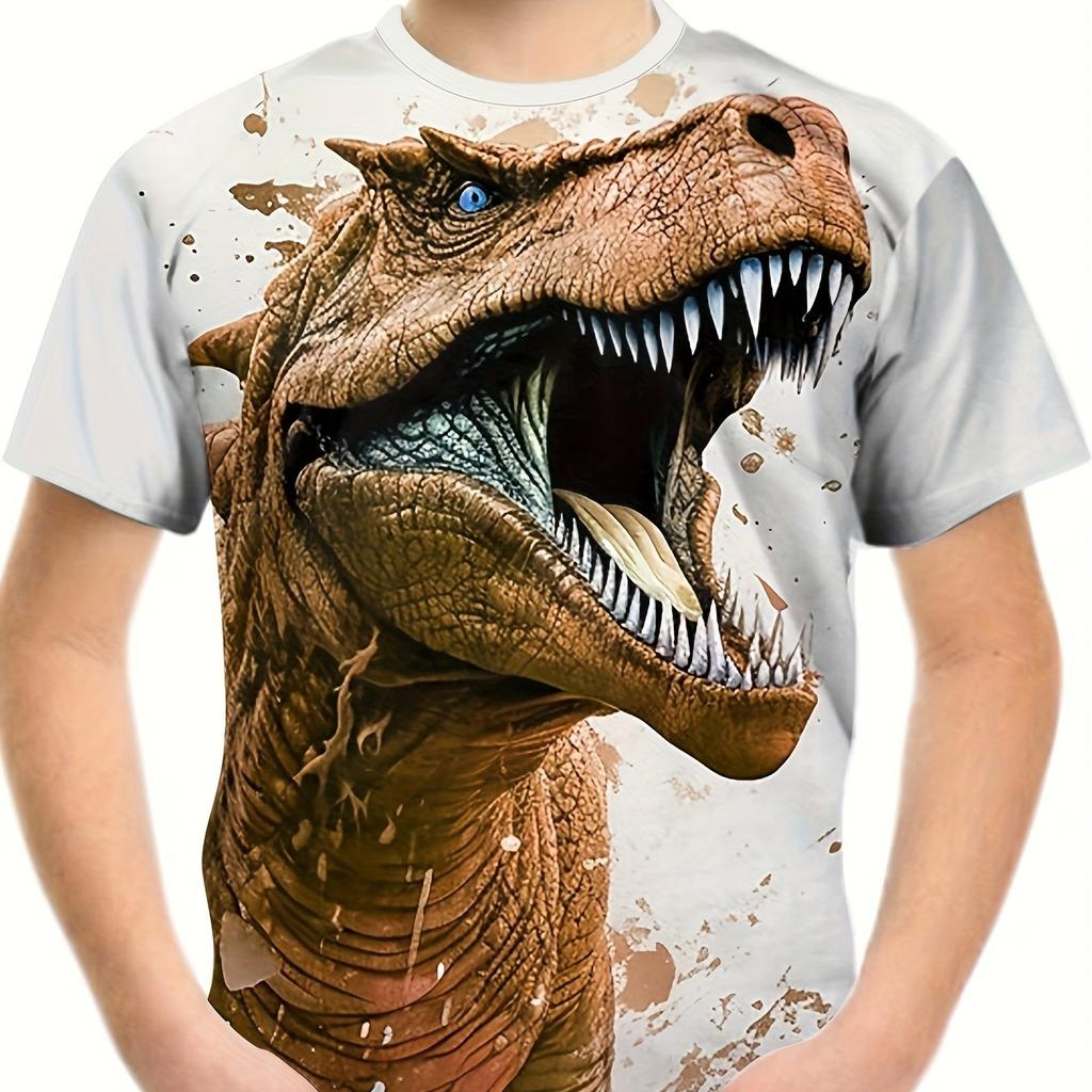Children's Clothing Boys Tshirt Short Sleeve Girl T-Shirt 3D Cartoon Dinosaurs Casual Round Neck Tees Kids Summer Clothes Tops