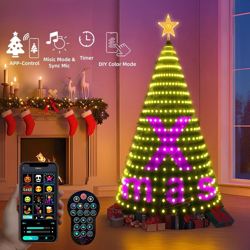 Рождественская гирлянда с Bluetooth-управлением через приложение, лампа с USB, гирлянда для спальни, Рождество, Новый год, украшение