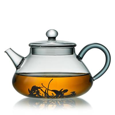 Мини-заварочный чайник Pokaro Tea, Жаропрочное стекло, Чернильного цвета, Объем 360 мл, Для одной порции, Можно использовать на открытом огне, Ручная работа, Идеально для китайского