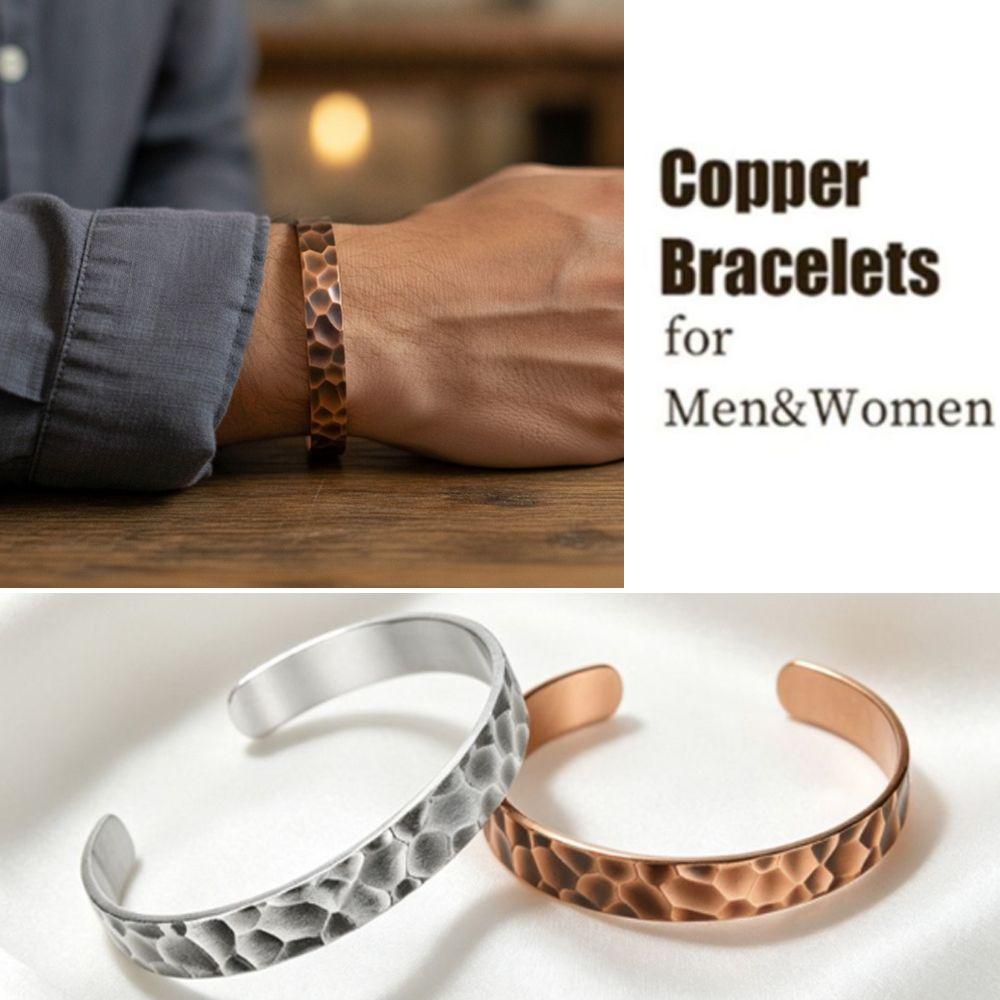 Adjustable Cuff Bracelet Waterproof Copper Cuff Bracelet Durable Wrist Cuff for Men and Women