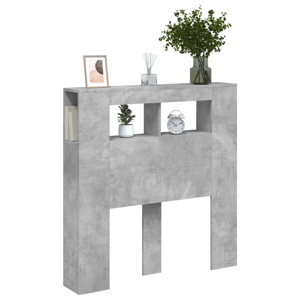 LED Headboard Concrete Grey 100 x 18.5 x 103.5 cm Engineered Wood