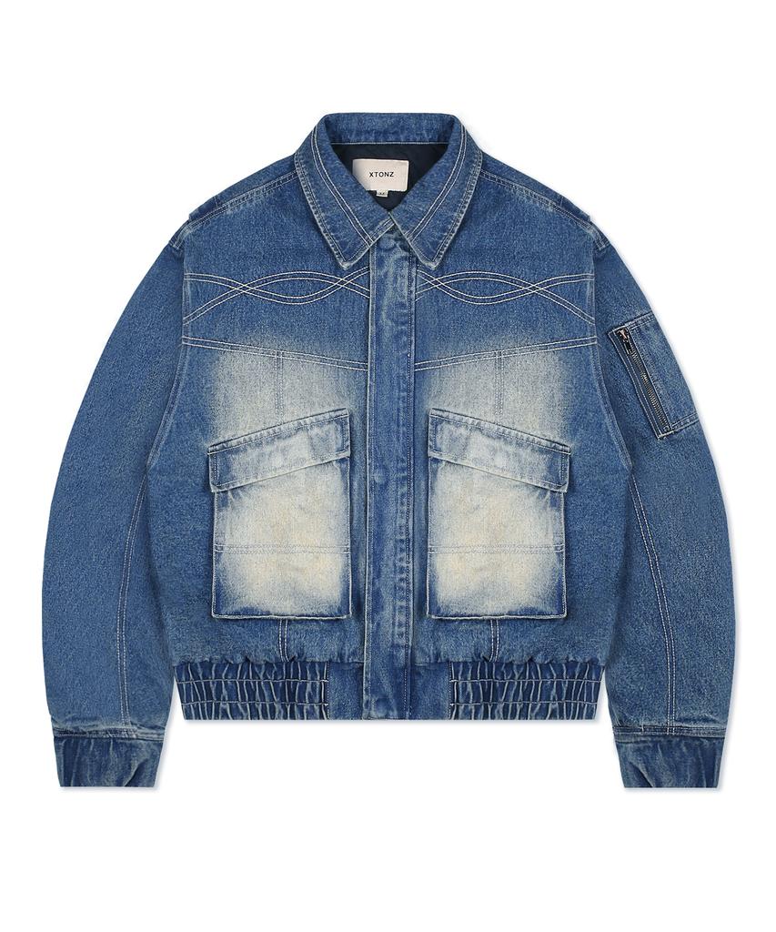 Джинсовая куртка Xtonz Xj95 Colton Stitch с эффектом стирки (Песочно-синий)