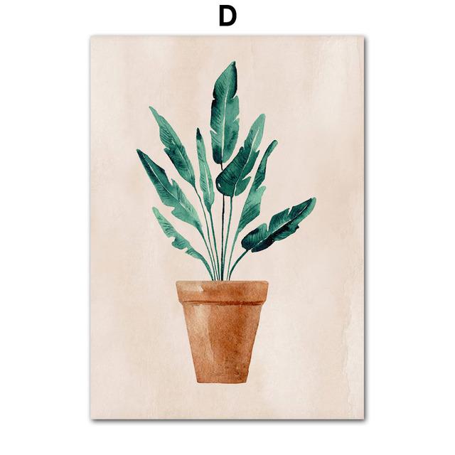 Современная скандинавская ваза Monstera в стиле бохо, подорожник, комнатное растение, настенная живопись на холсте, постеры и принты, фотографии для декора гостиной